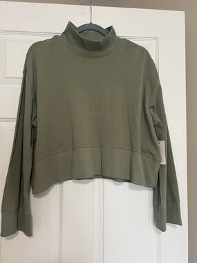 Sonoma Olive Ribbed Mock Neck Sweatshirt